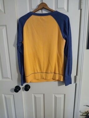 Source Unknown Men's Two-Tone Raglan Crewneck Sweater - Yellow and Blue